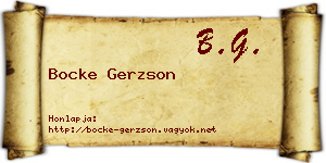 Bocke Gerzson névjegykártya